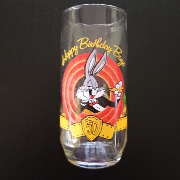 1990 Bugs Bunny Glass Happy Birthday 50th Anniversary Warner Bros Vintage 1990 - Picture 14 of 14